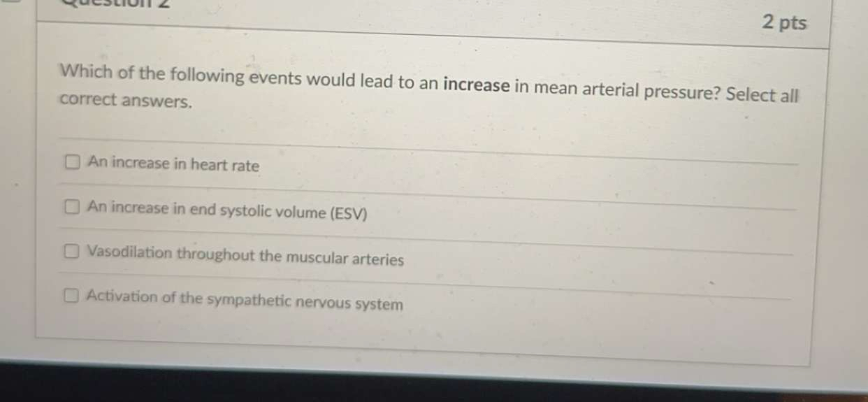 Solved 2 ﻿ptsWhich of the following events would lead to an | Chegg.com