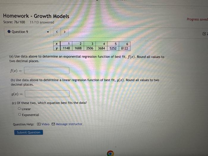 Solved Homework - Growth Models Score: 76/100 11/13 answered | Chegg.com