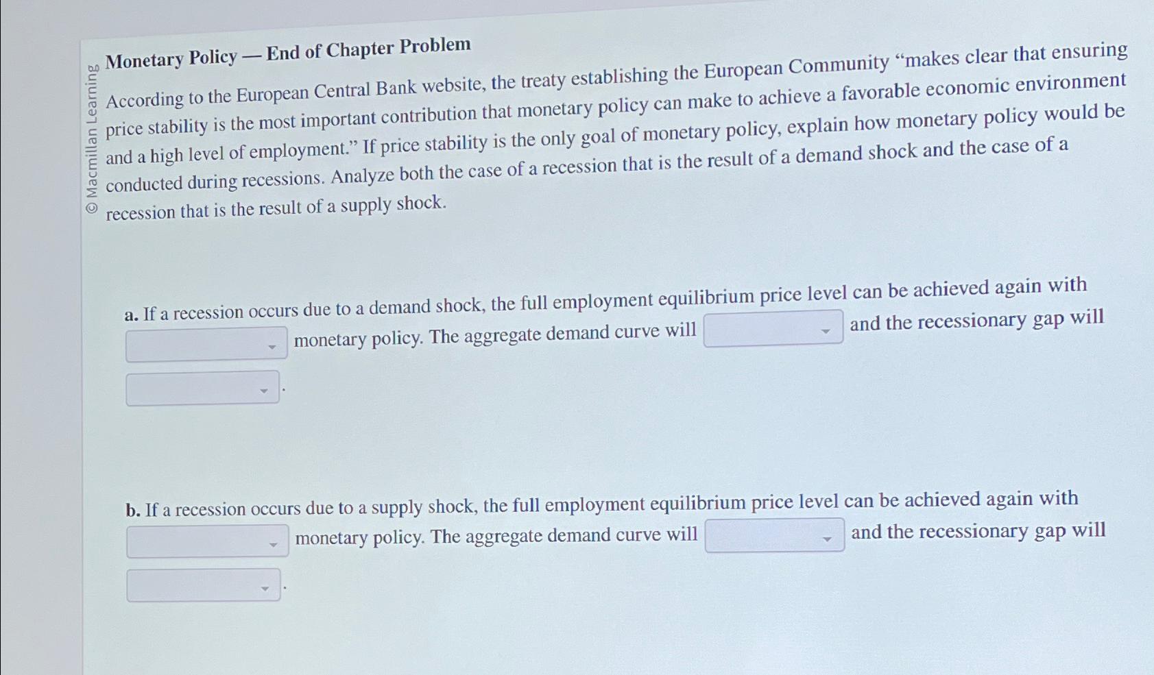 Solved Monetary Policy — ﻿End Of Chapter ProblemAccording To | Chegg.com