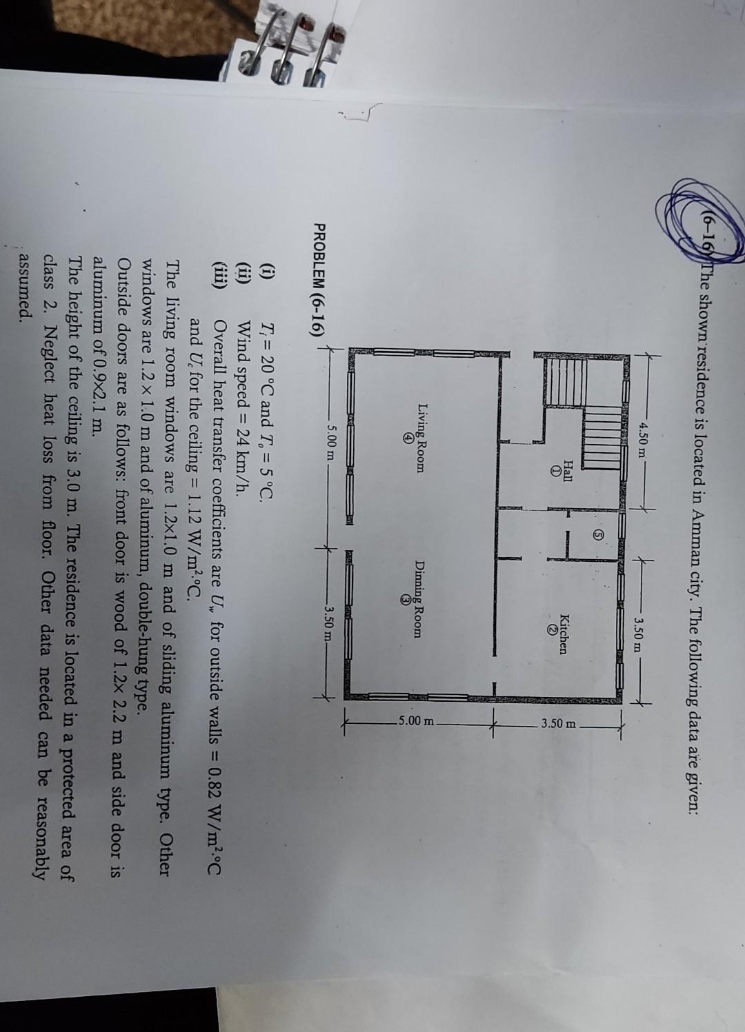 Solved Calculate the heating load for shown residence . | Chegg.com