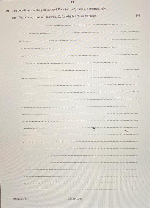 Solved 14 10 The coordinates of the points A and B are | Chegg.com
