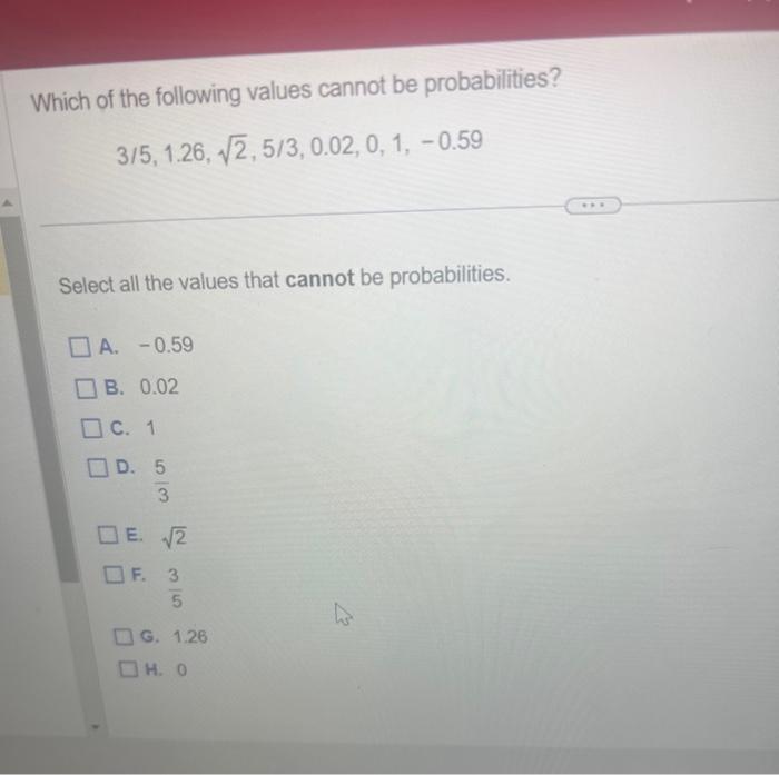 Solved which of the following values cannot be chegg