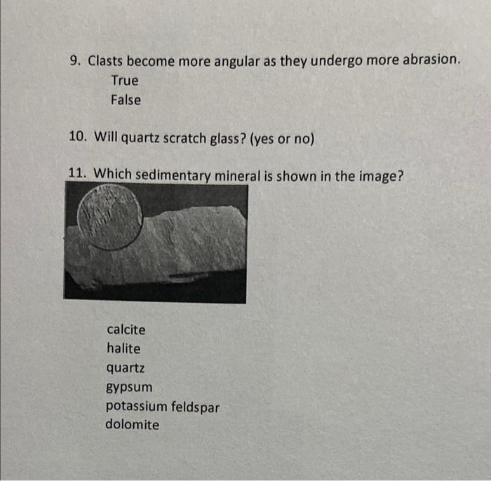 Solved SEDIMENTARY ROCKS LAB EXPERIMENT1 S 1. Select the | Chegg.com