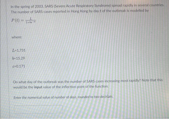Solved In the spring of 2003, SARS (Severe Acute Respiratory | Chegg.com
