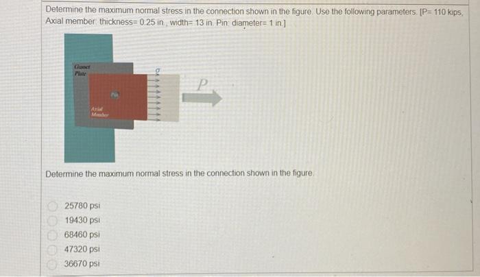 Solved Determine the maximum normal stress in the connection | Chegg.com