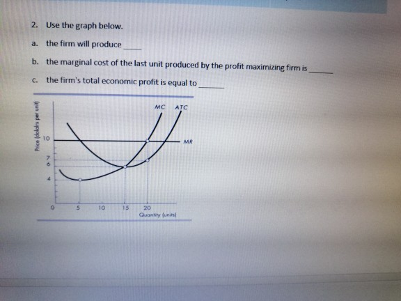 Solved 2. Use the graph below. a. the firm will produce b. | Chegg.com