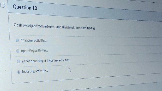 Cash Receipts From Interest And Dividends Are Classified As