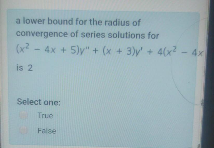 A Lower Bound For The Radius Of Convergence Of Series Chegg Com