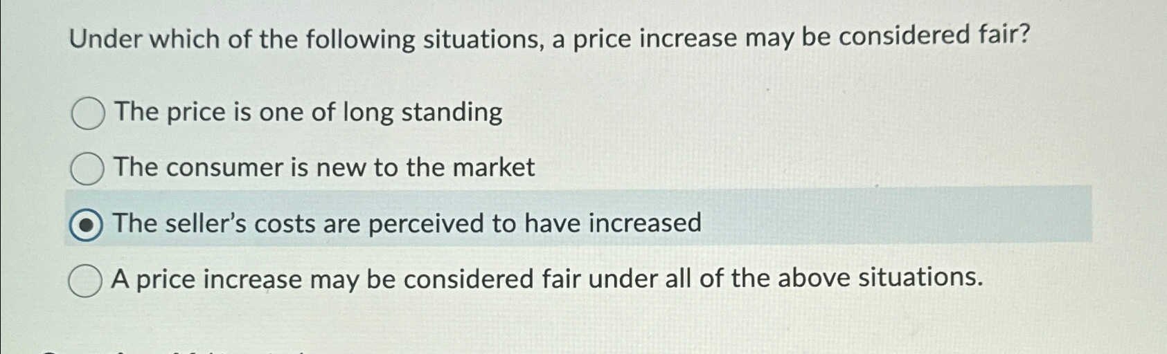 Solved Under which of the following situations, a price | Chegg.com