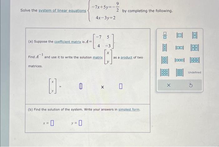 Solved Solve the system of linear equations | Chegg.com