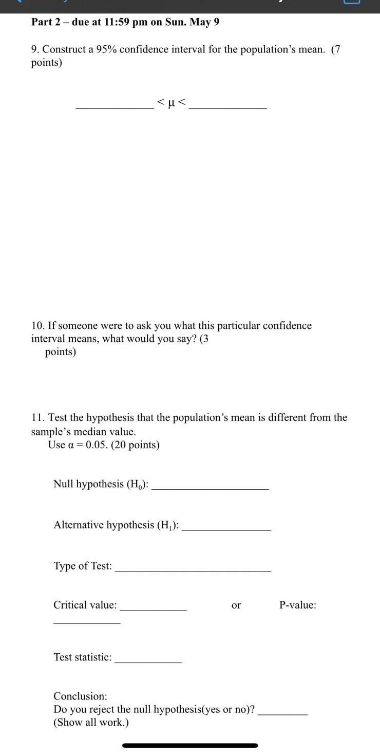 Solved MAT 107 Course Project Directions: Please complete | Chegg.com