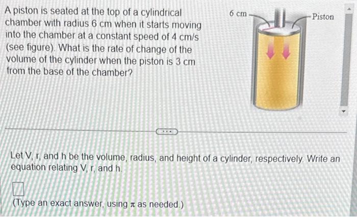 Solved A piston is seated at the top of a cylindrical | Chegg.com