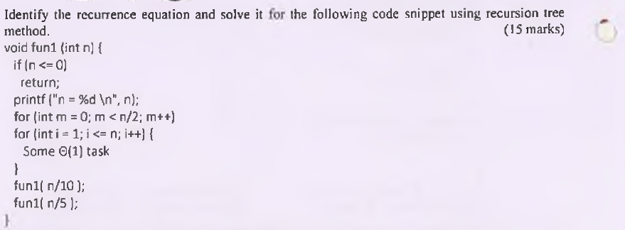 Solved ```Identify the recurrence equation and solve it for | Chegg.com