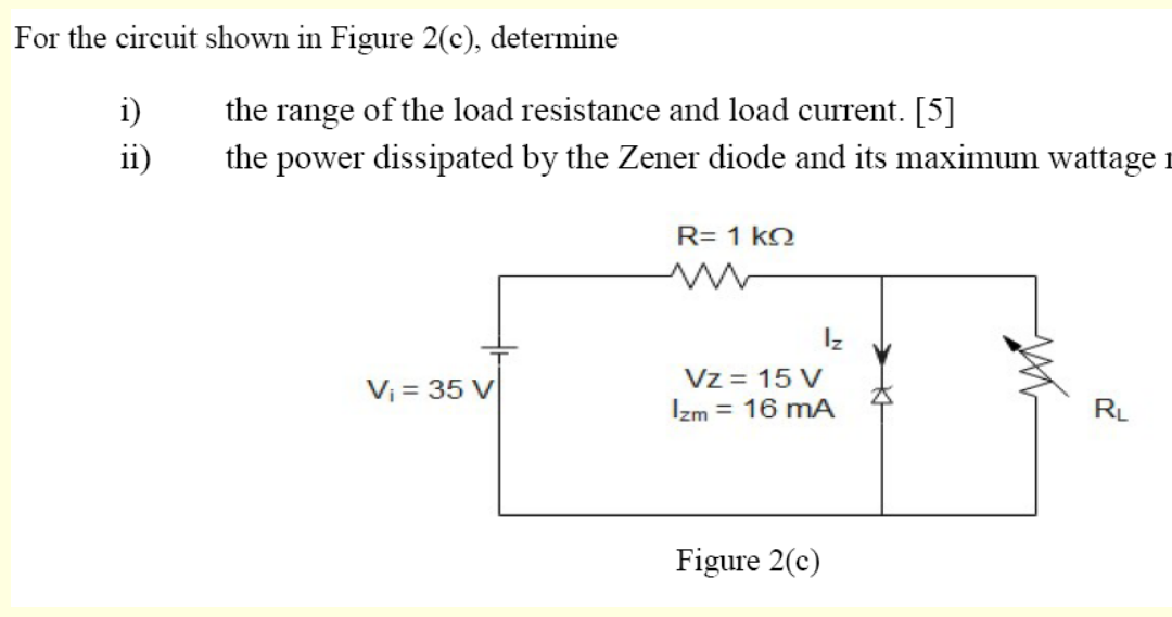 Solved For the circuit shown in Figure 2(c), determine i) | Chegg.com