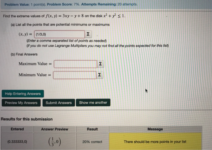 Solved Problem Value: 1 point(s). Problem Score: 0%. | Chegg.com