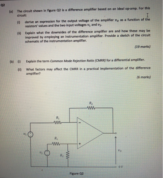 Solved Q2 (a) The circuit shown in figure Q2 is a difference | Chegg.com
