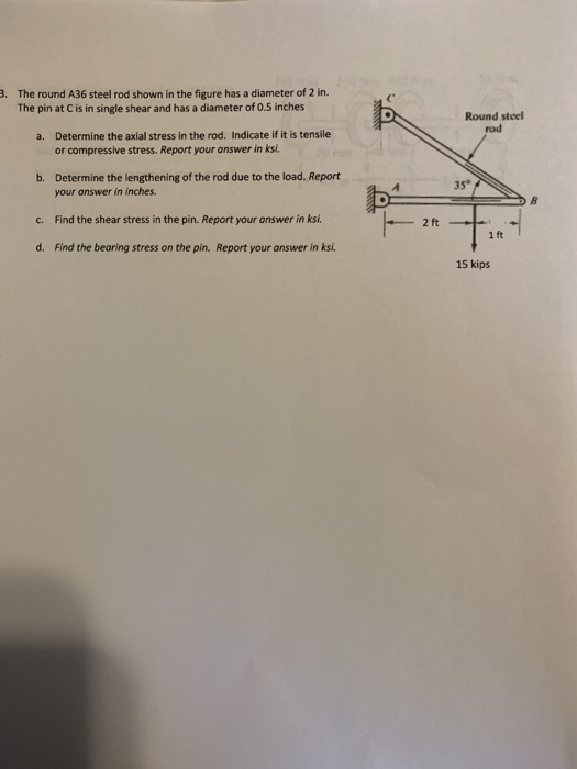 Solved Round steel rod 3. The round A36 steel rod shown in