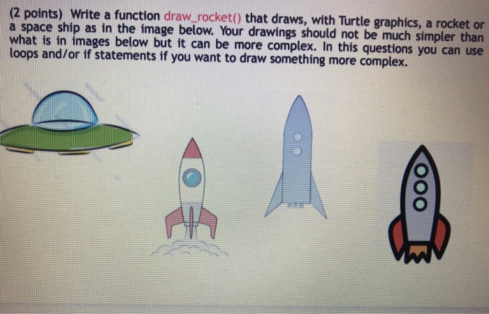 Solved (2 points) Write a function draw_rocket() that draws, | Chegg.com