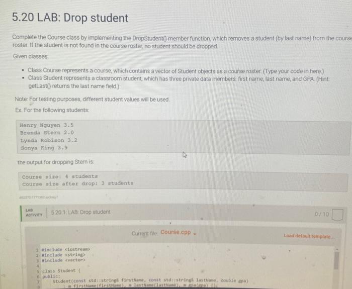 Complete the Course class by implementing the | Chegg.com
