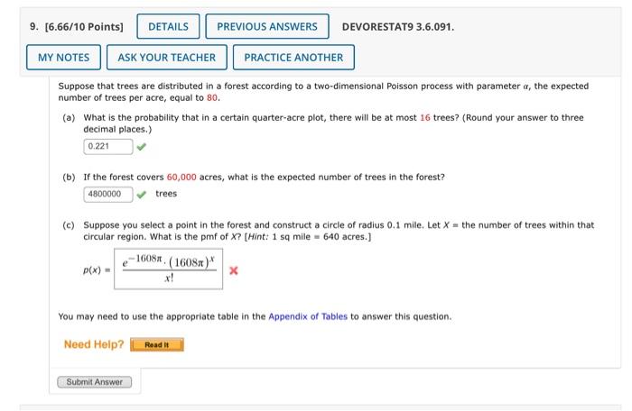 Solved Suppose that trees are distributed in a forest | Chegg.com