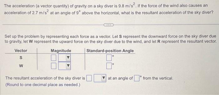 Solved The acceleration (a vector quantity) of gravity on a | Chegg.com
