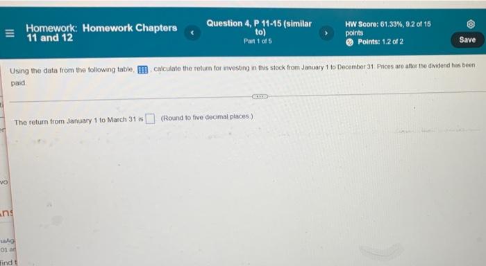 Solved III Homework: Homework Chapters 11 and 12 Question 3, | Chegg.com