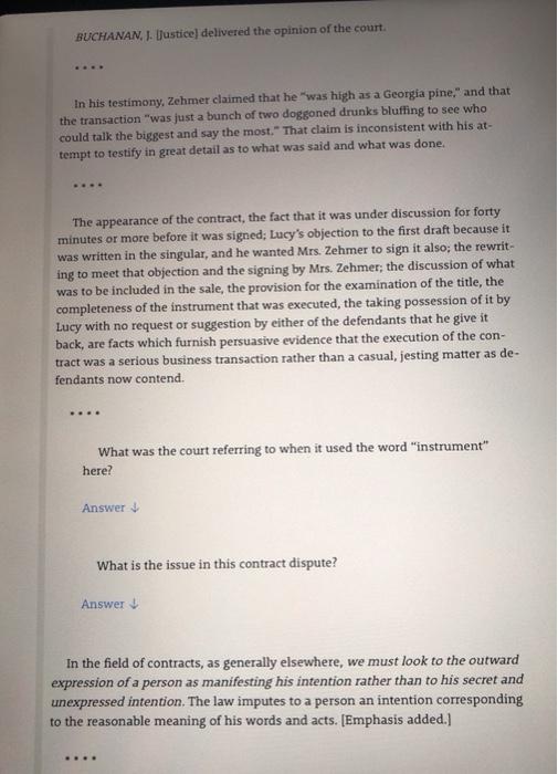 Solved Read The Case Of Lucy V. Zehmer In The Text.a. Give A | Chegg.com