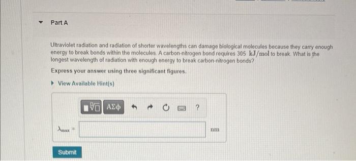Solved Ultraviolet radiation and radiation of shorter | Chegg.com