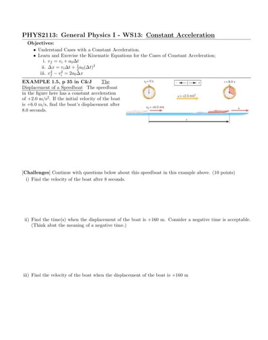 Solved PHYS2113: General Physics I - WS13: Constant | Chegg.com