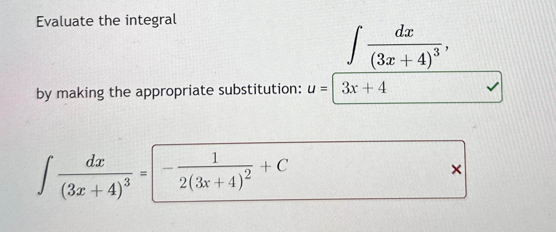 Solved Evaluate The Integral∫﻿﻿dx 3x 4 3by Making The