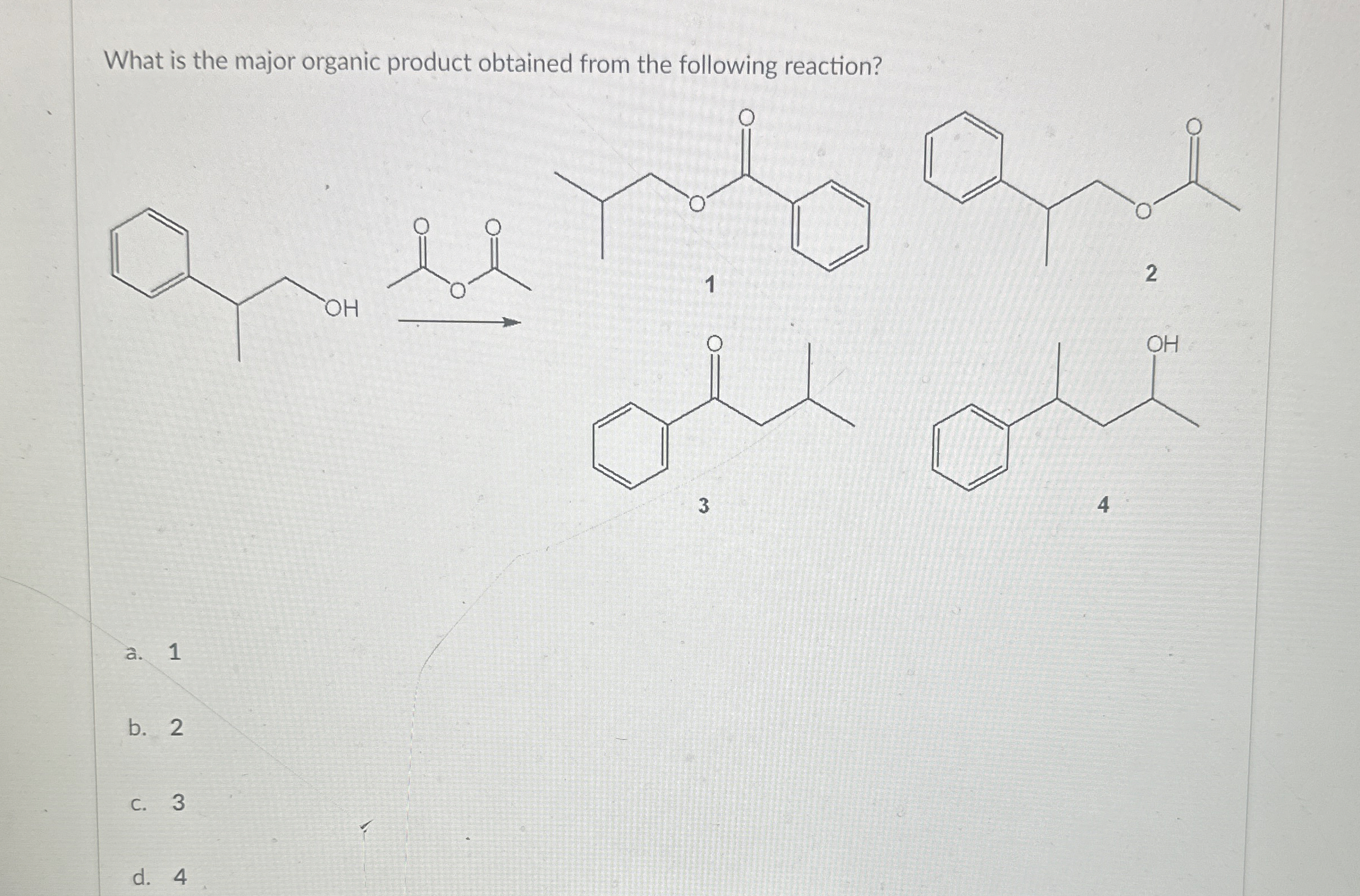 Solved What is the major organic product obtained from the | Chegg.com