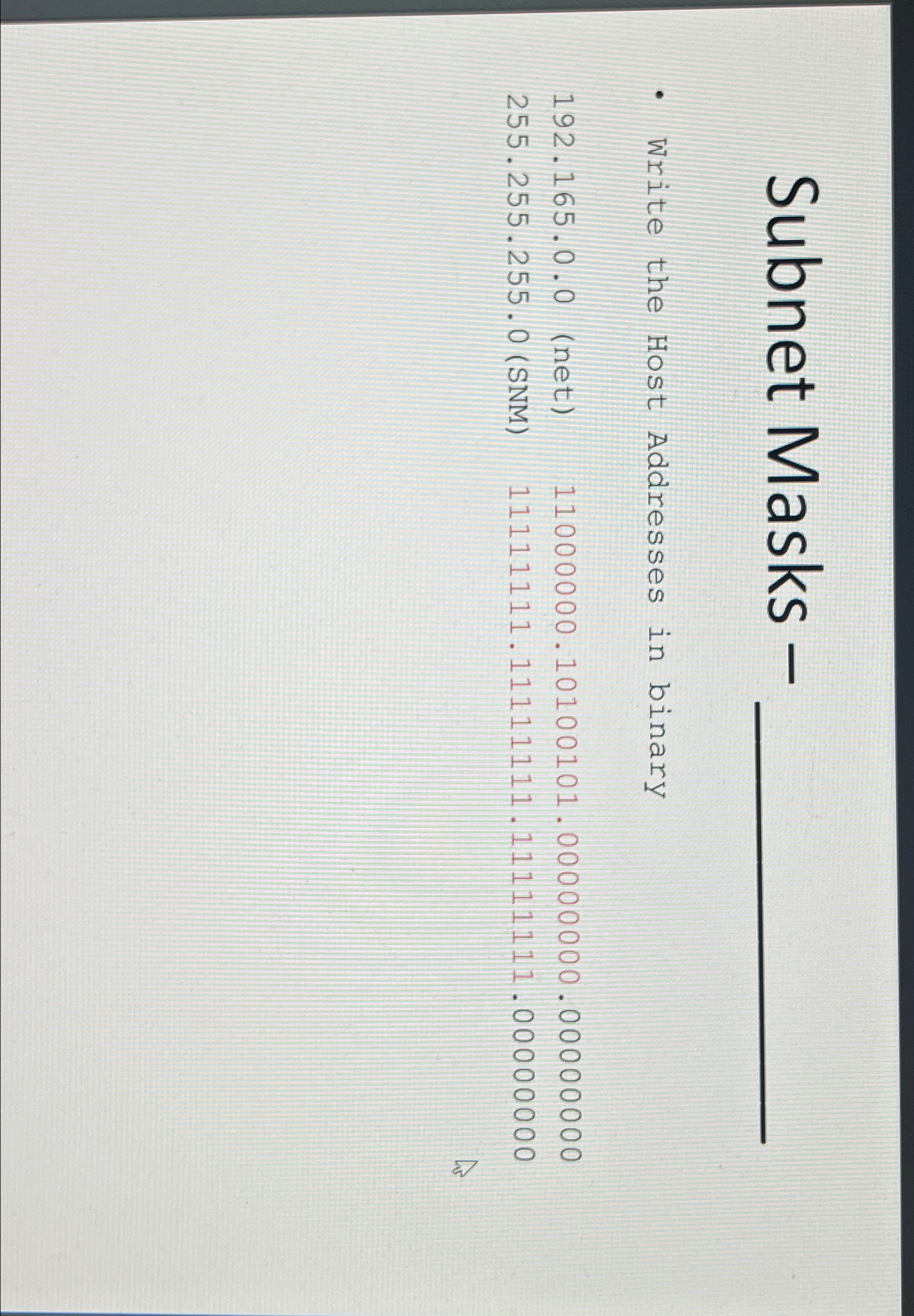 Solved Subnet Masks -Write the Host Addresses in | Chegg.com