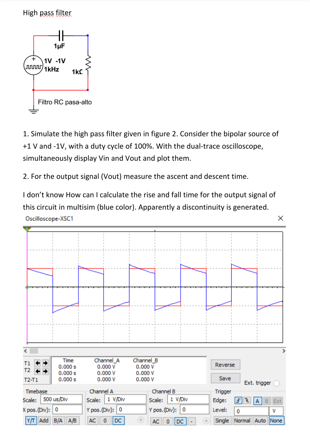 Solved RC circuit. Is it possible to calculate the rise and | Chegg.com