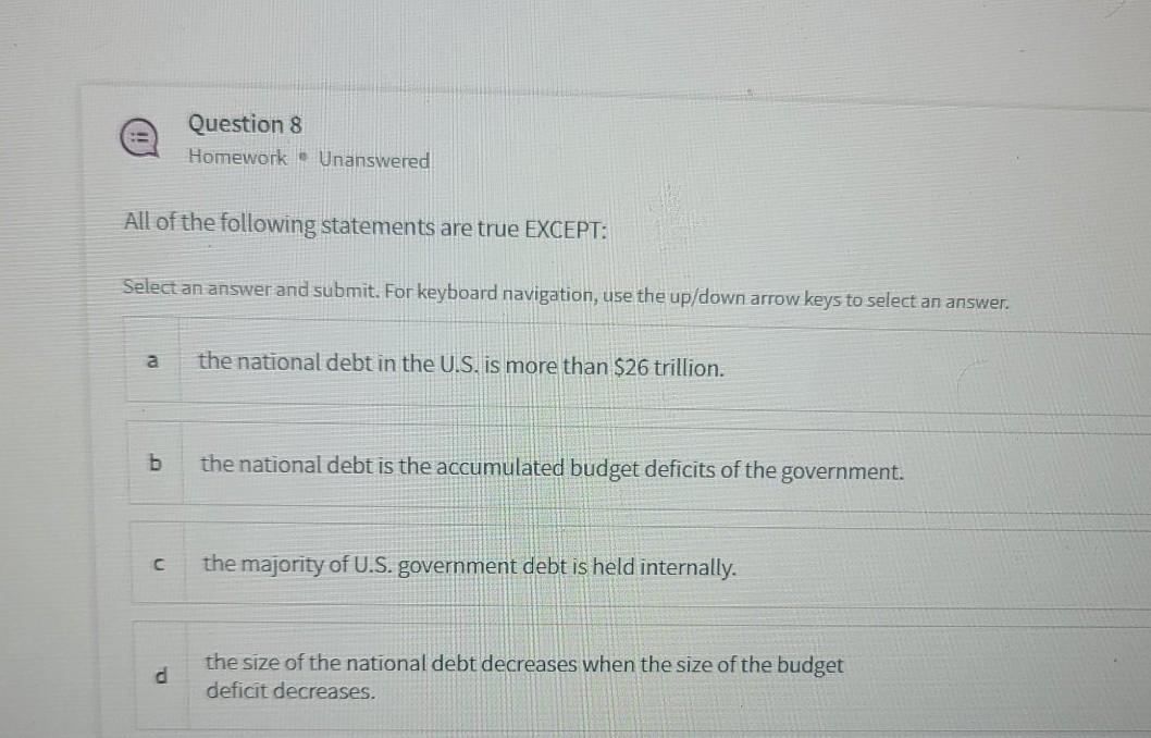 Solved Question 4 Homework - Unanswered Fiscal Policy That | Chegg.com