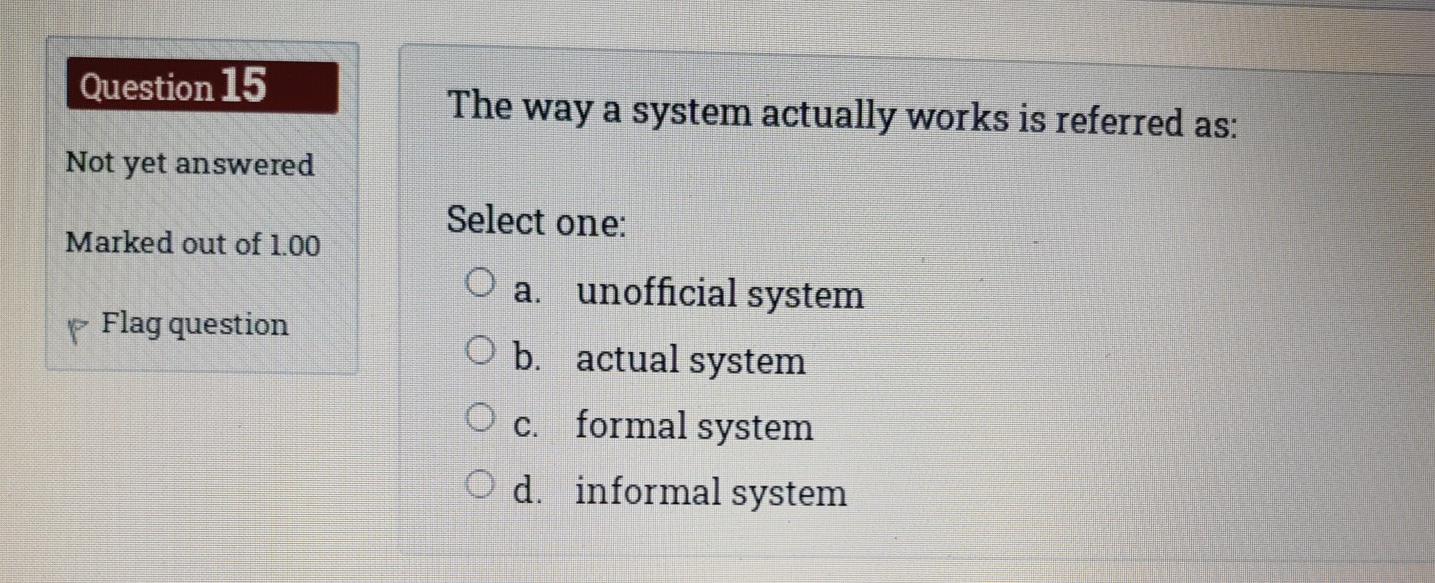 Solved Question 15 The Way A System Actually Works Is | Chegg.com