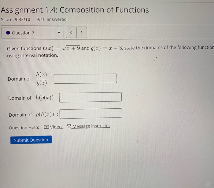 Solved Assignment 1.4: Composition Of Functions Score: | Chegg.com