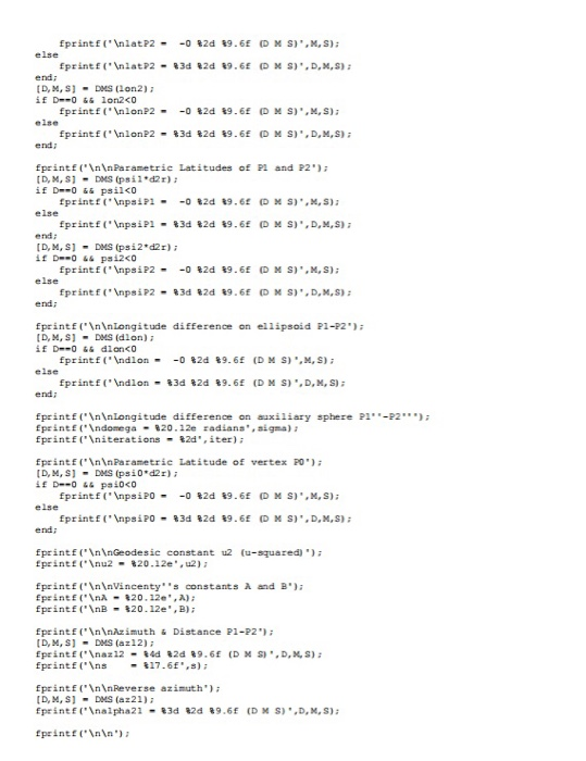 - matlab function (432 ) Geodesics-Bessel Vincenty | Chegg.com