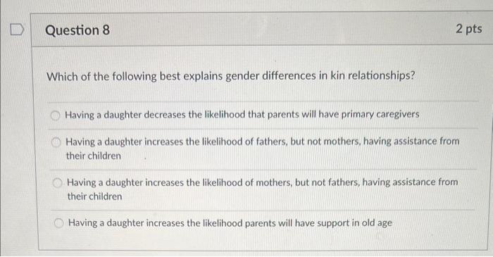 Which Of The Following Best Explains Gender | Chegg.com