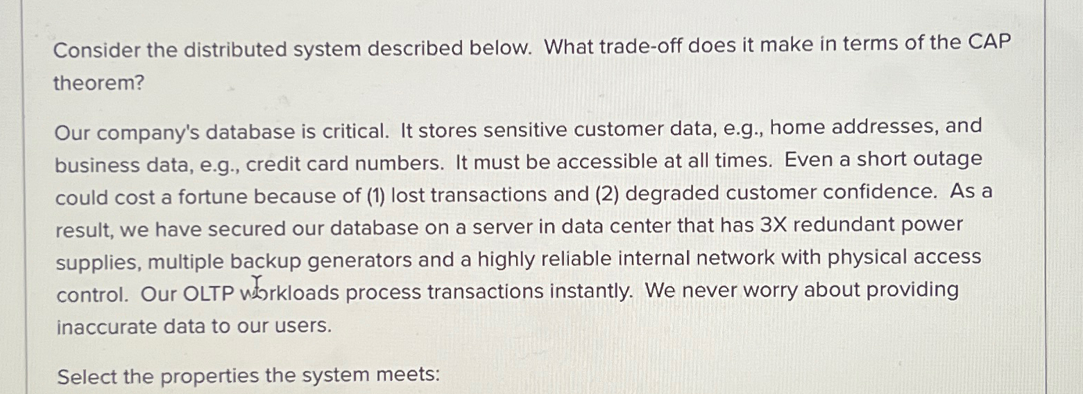 Solved Consider the distributed system described below. What | Chegg.com