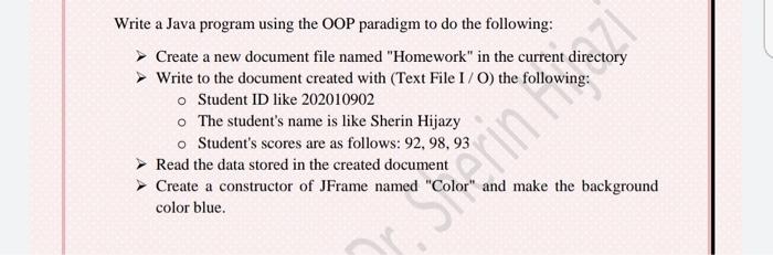 Solved ter 71 Write a Java program using the OOP paradigm to | Chegg.com