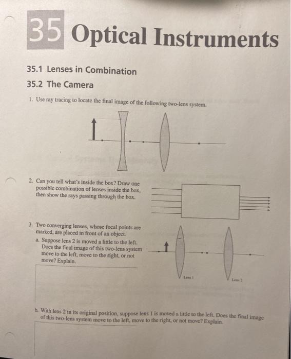 Solved 35 Optical Instruments 35.1 Lenses in Combination | Chegg.com