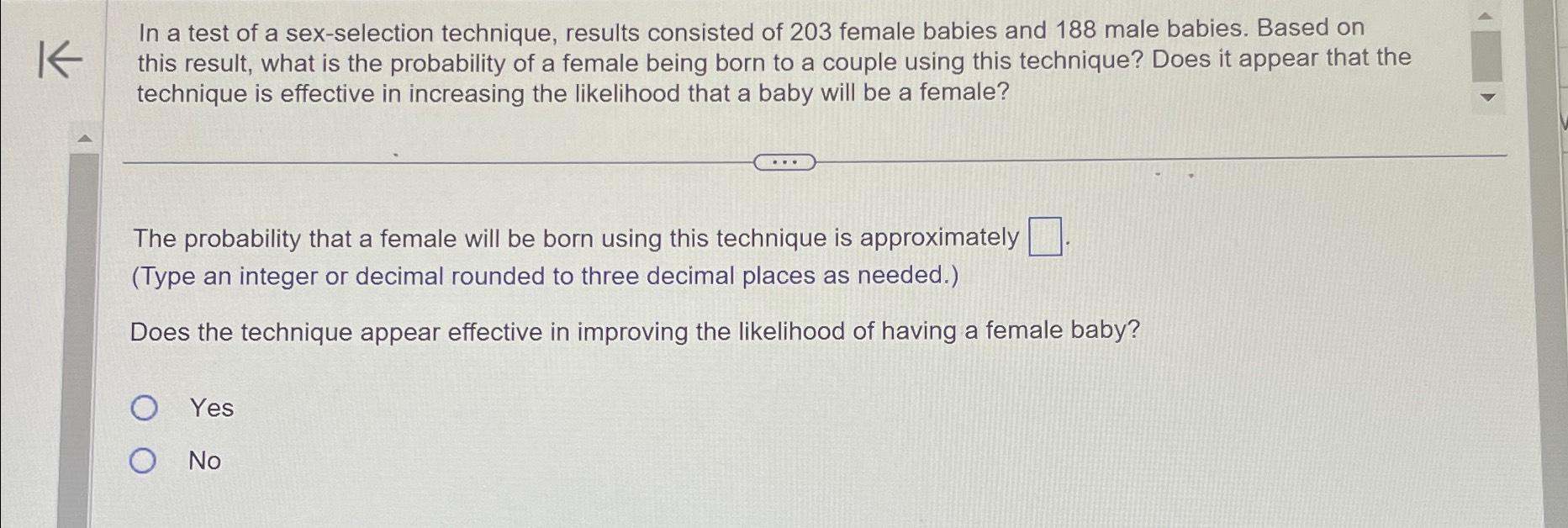 Solved In a test of a sex-selection technique, results | Chegg.com