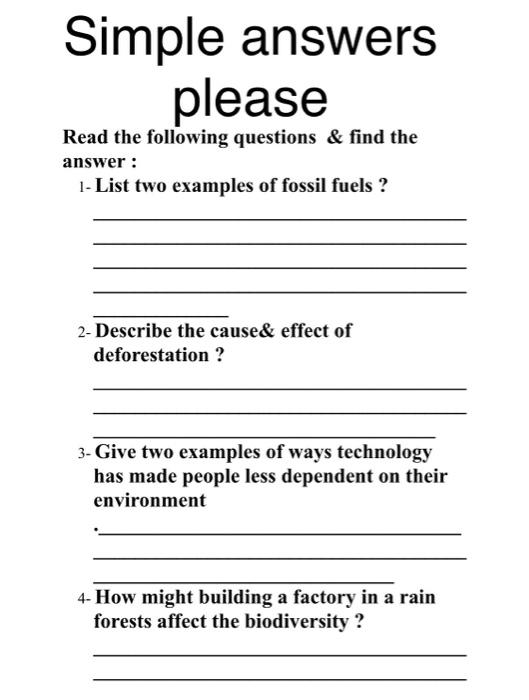 Solved Simple answers please Read the following questions & | Chegg.com