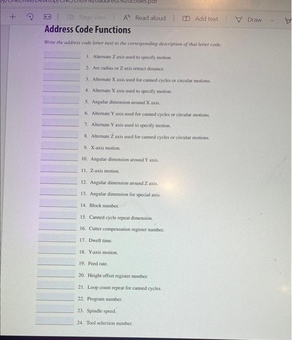 Solved Write the addras code letter next to the | Chegg.com