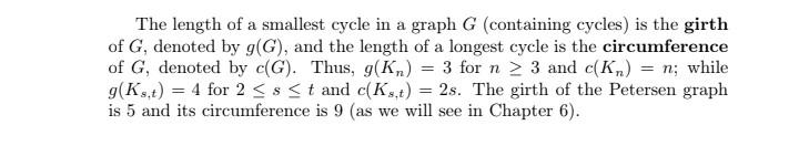 Smallest Cycle Solved The length of a smallest cycle in a graph G | Chegg.com