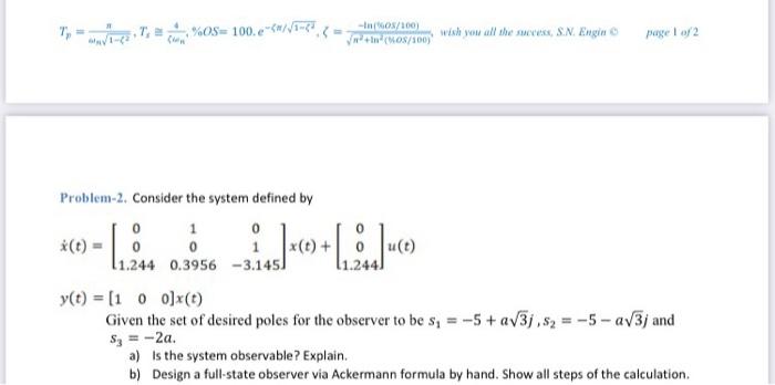 Solved Problem-2, Consider the system defined by | Chegg.com