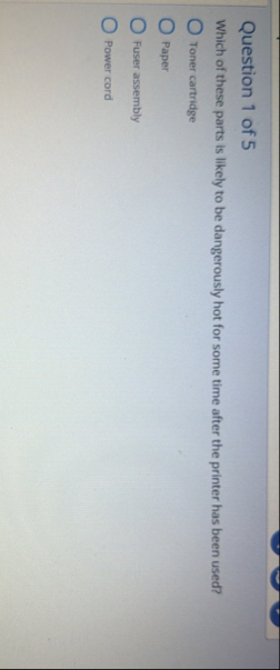 Solved Question 1 of 5Which of these parts is likely to be | Chegg.com