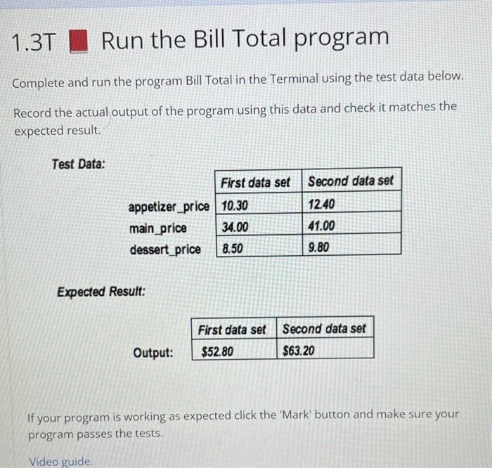 Solved Complete and run the program Bill Total in the | Chegg.com