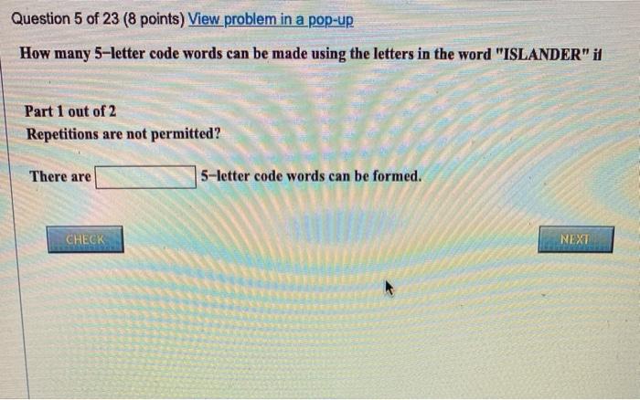 Solved Question 5 of 23 (8 points) View problem in a pop-up | Chegg.com