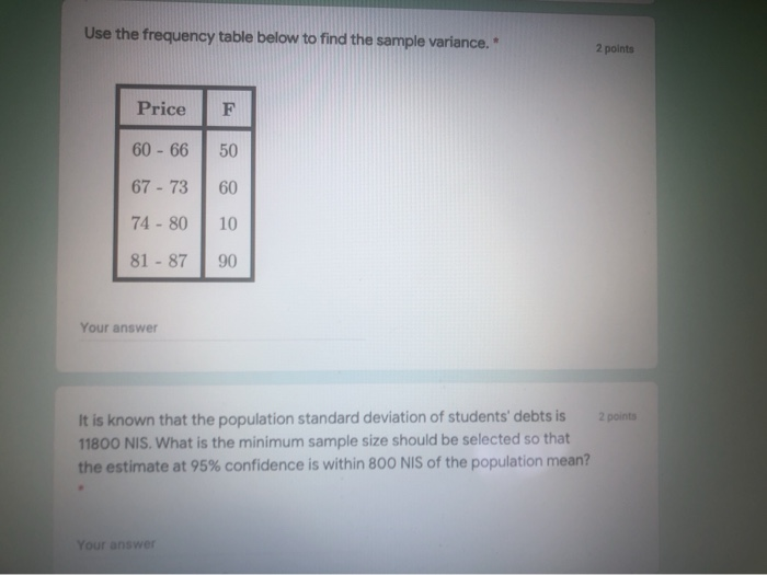 Solved Use the frequency table below to find the sample | Chegg.com